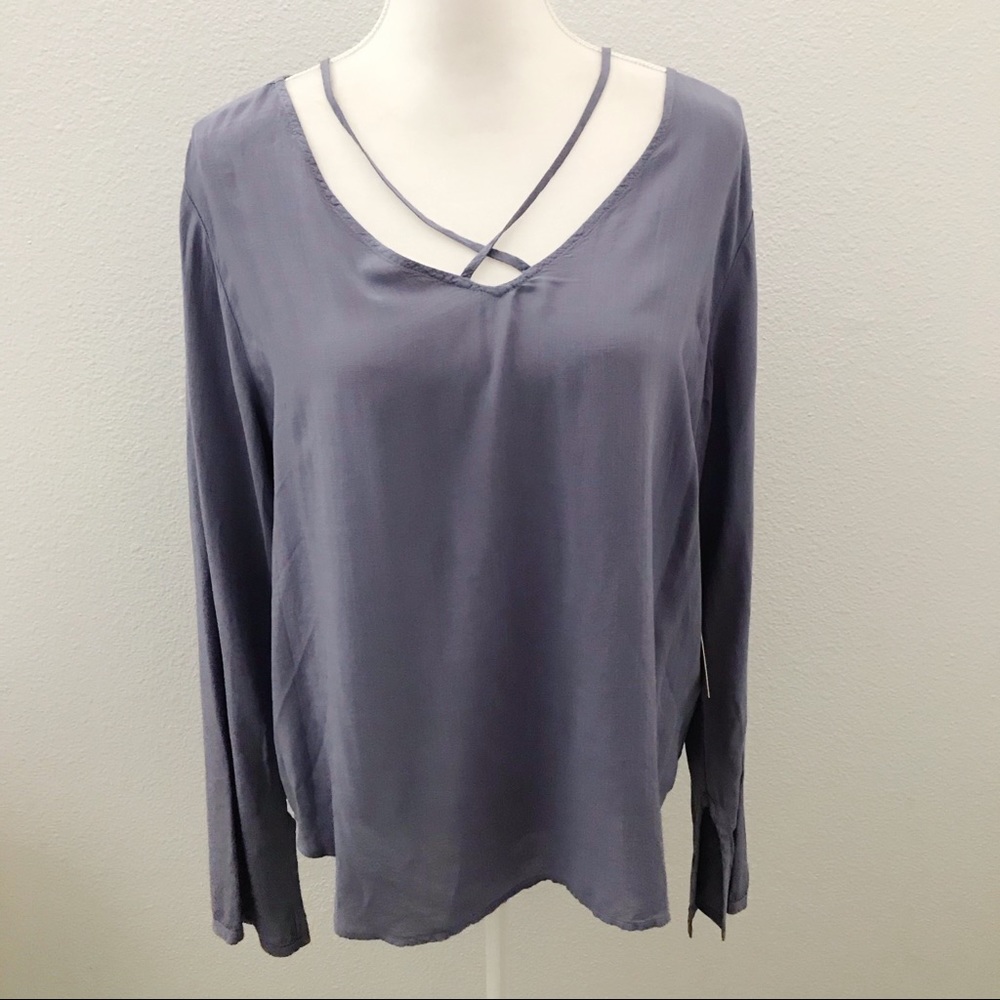 NWT Bella Dahl long sleeve strappy neckline blouse